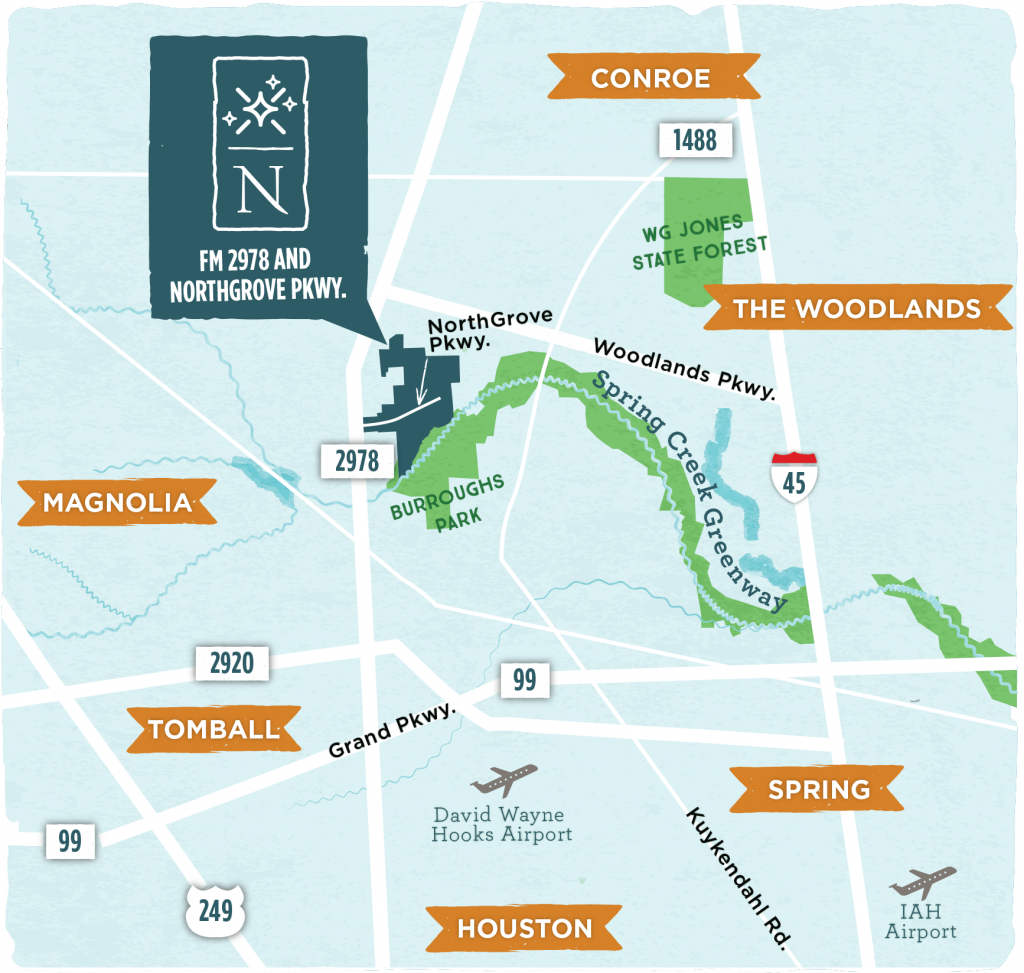 map for northgrove new home neighborhood in magnolia texas